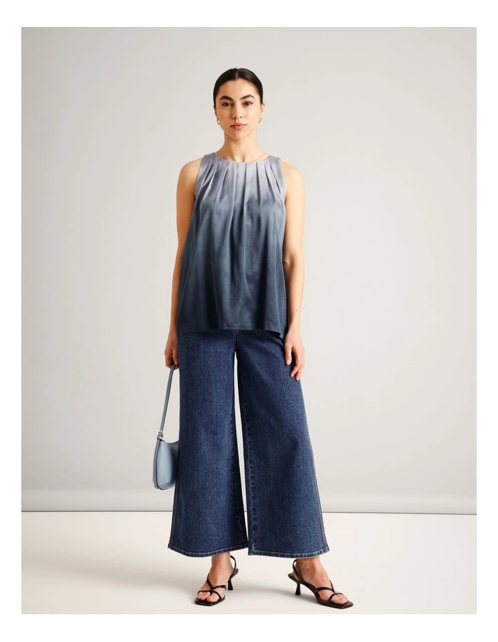 Viscose Blend Pleated Neck Sleeveless Top in Assorted image 2