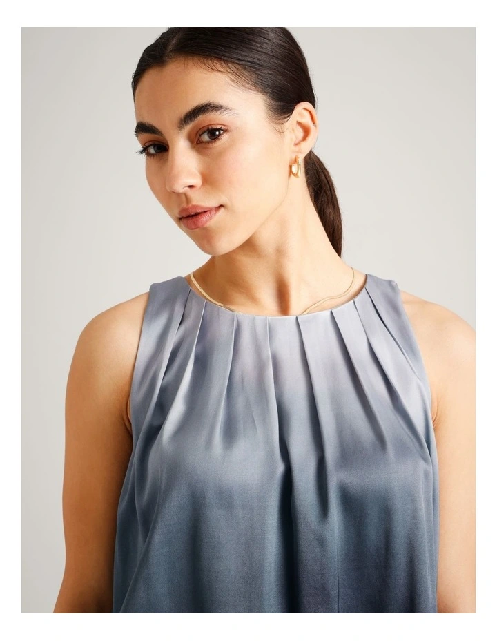 Viscose Blend Pleated Neck Sleeveless Top in Assorted image 5