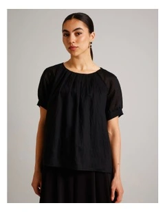 Pleated Front Top in Black