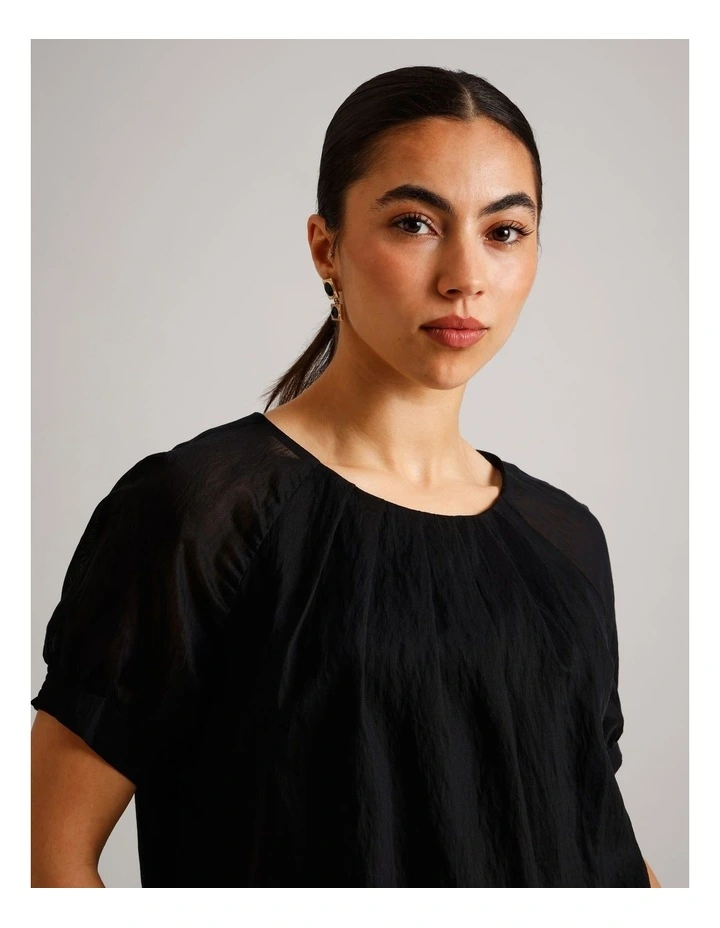 Pleated Front Top in Black image 4