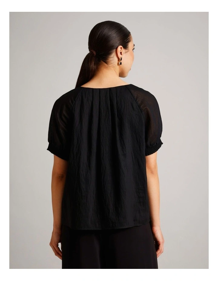 Pleated Front Top in Black image 5