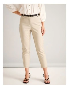 Organic Cotton Blend Sateen Pant in Stone