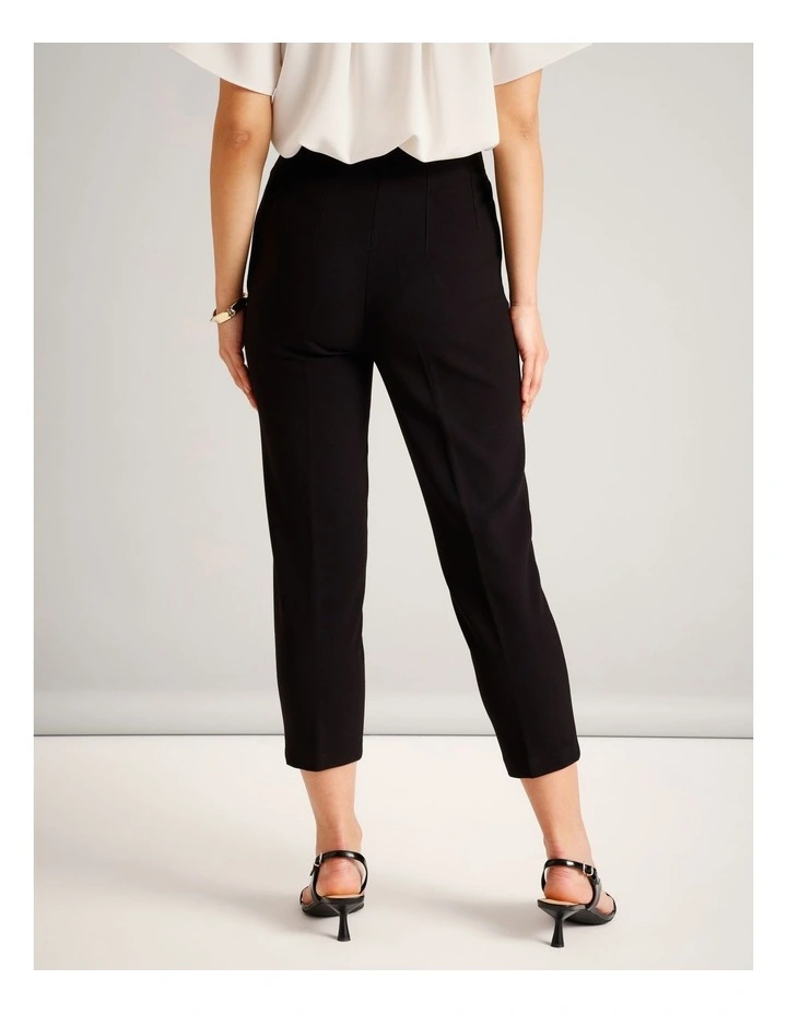 Recycled Polyester Blend Darted Tapered Pant in Black image 4