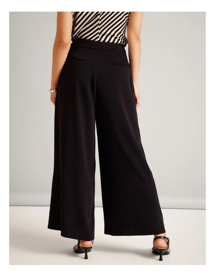 Recycled Poly Fluid Double Pleat Wide Leg Pants in Black image 5