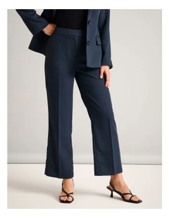 Textured Polyester Straight Leg Pant in Navy