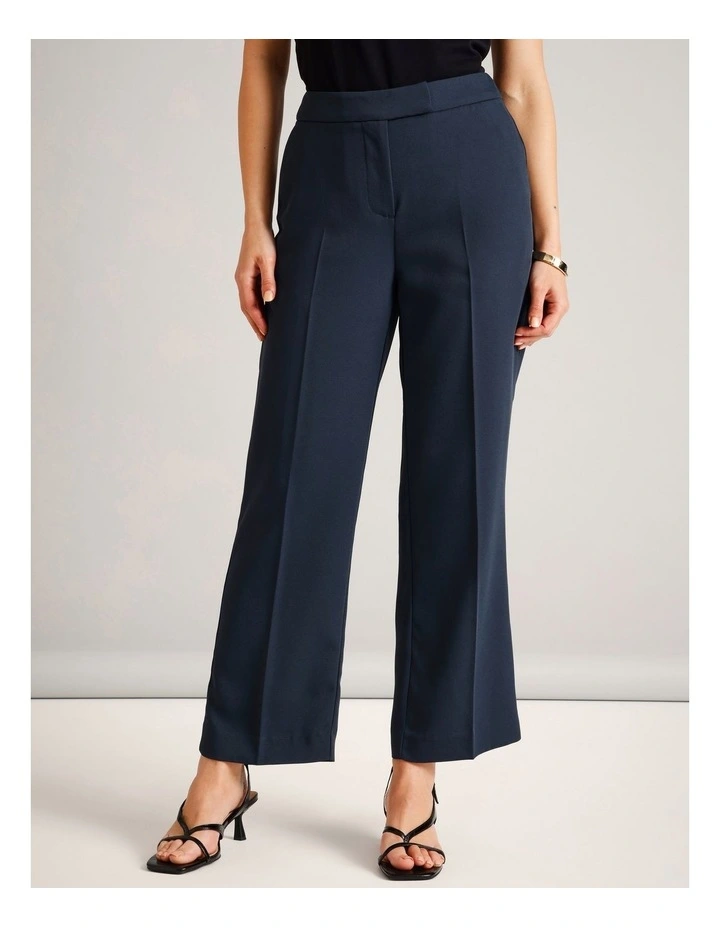 Textured Polyester Straight Leg Pant in Navy image 3