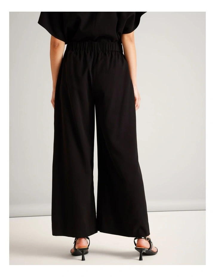 Sandwashed Viscose Blend Contrast Detail Pant in Black image 5