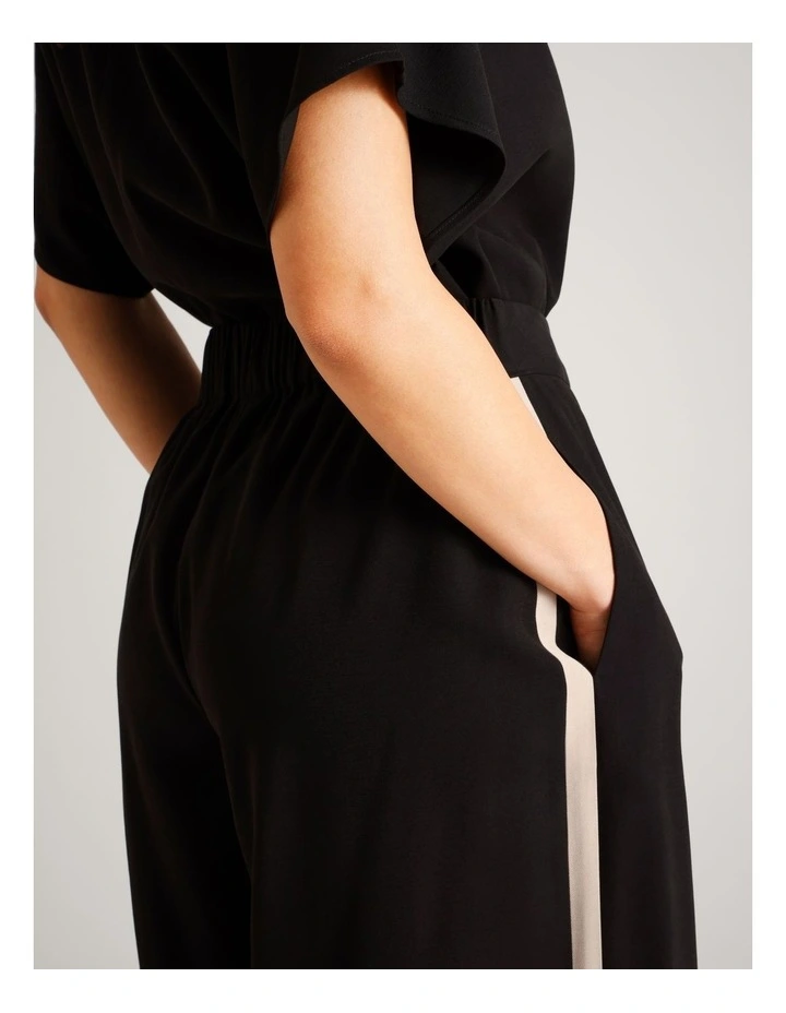 Sandwashed Viscose Blend Contrast Detail Pant in Black image 6