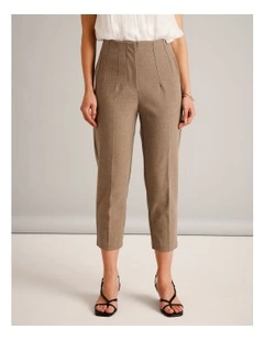 Recycled Polyester Blend Darted Tapered Pant in Taupe