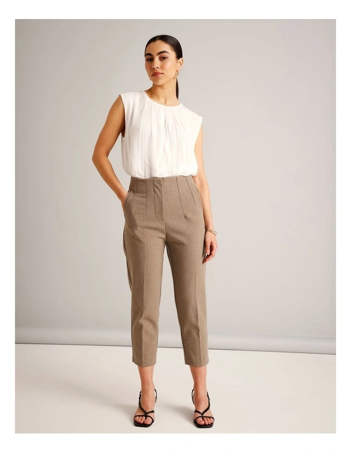 Recycled Polyester Blend Darted Tapered Pant in Taupe image 5