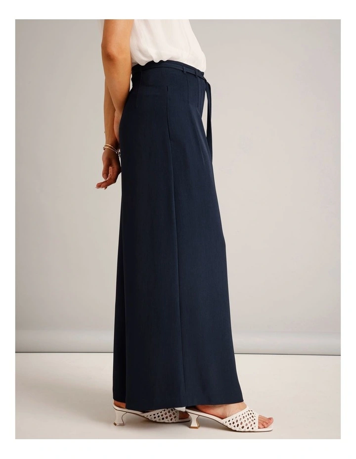 Tie Detail Wide Leg Pant in Navy image 3
