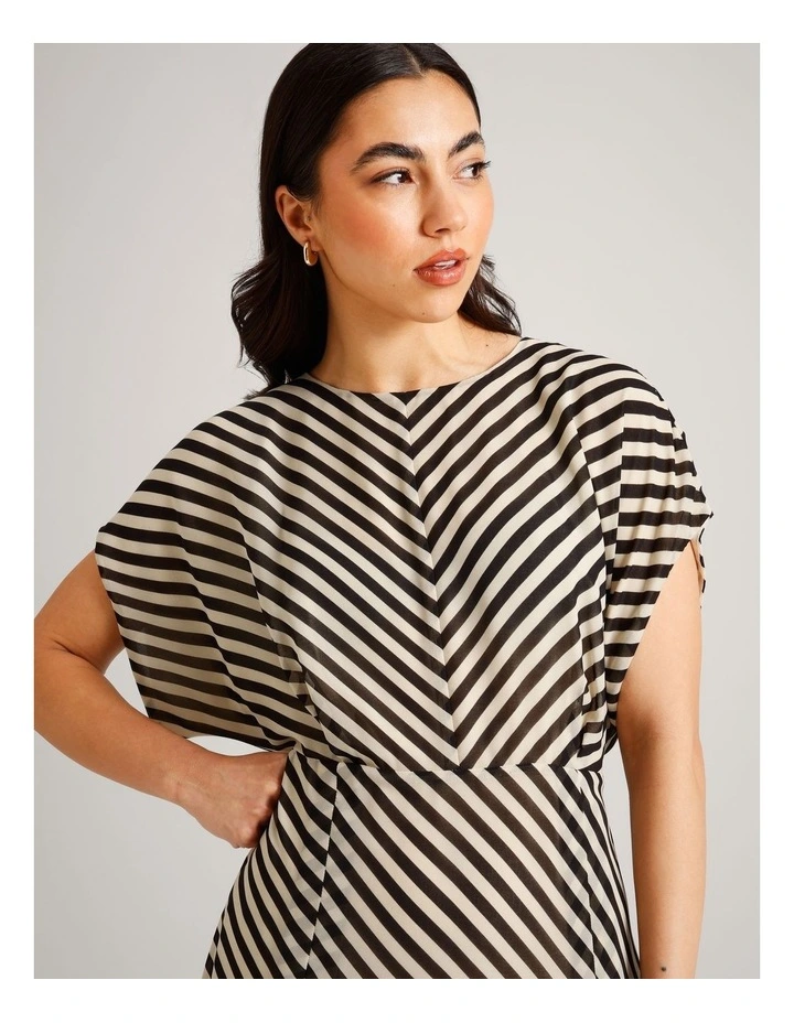 Recycled Poly Striped Batwing Maxi Dress in Assorted image 2