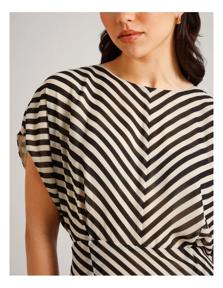 Recycled Poly Striped Batwing Maxi Dress in Assorted image 4