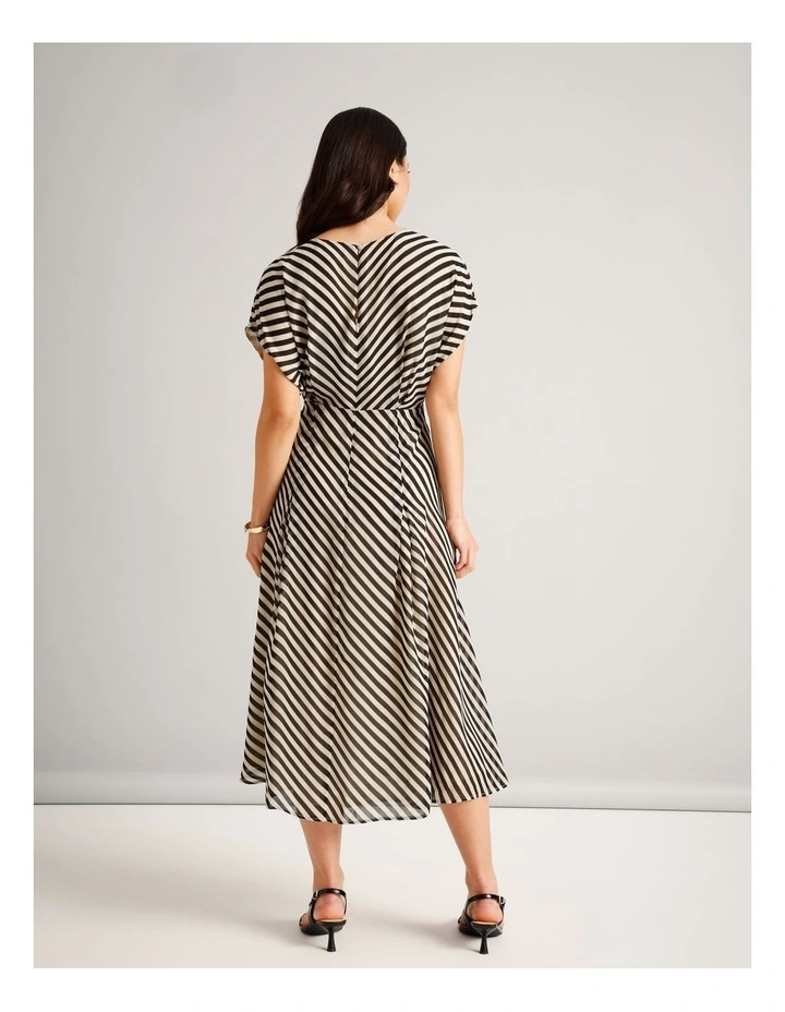 Recycled Poly Striped Batwing Maxi Dress in Assorted image 6