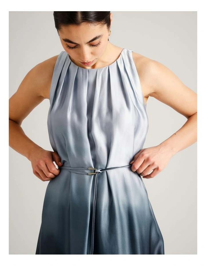Viscose Blend Pleated Neck Sleeveless Maxi Dress in Assorted image 2