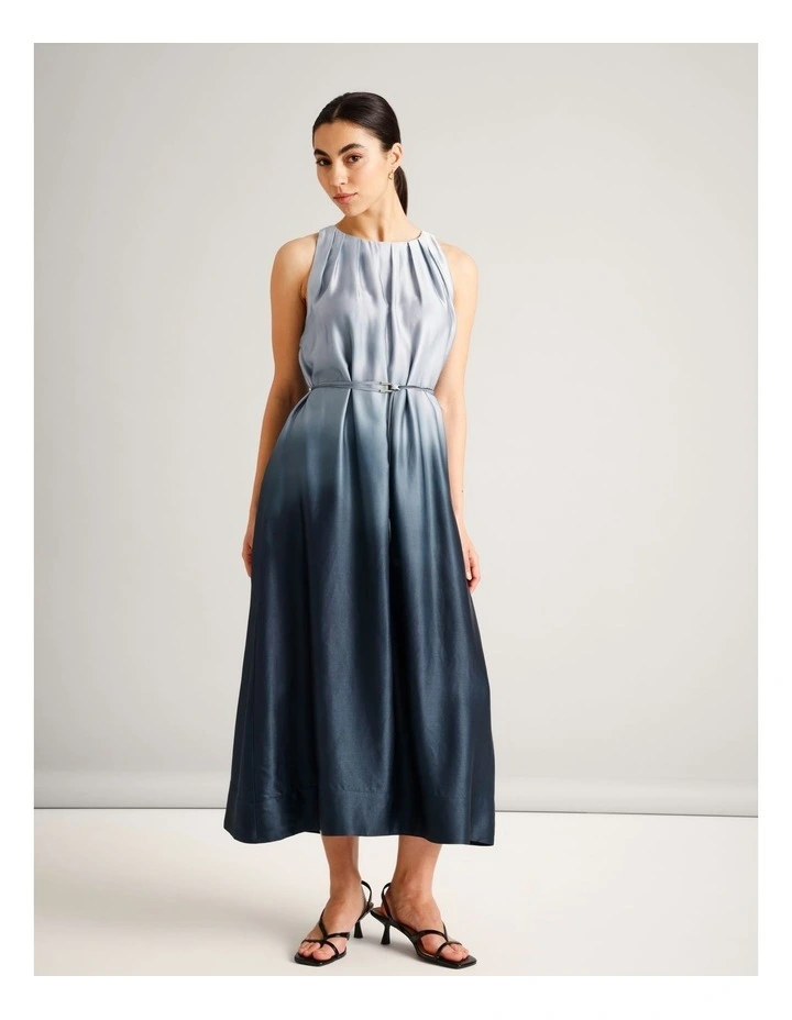 Viscose Blend Pleated Neck Sleeveless Maxi Dress in Assorted image 3