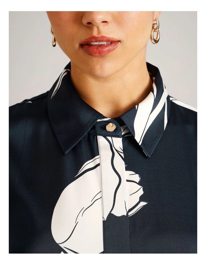 Recycled Poly Short Sleeve Satin Shirt Dress in Assorted image 5