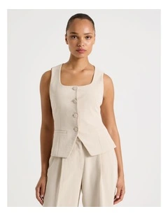 Scoop Neck Vest in Stone