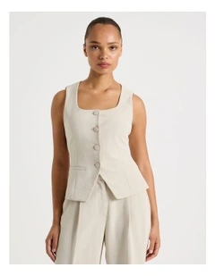 Scoop Neck Vest in Stone