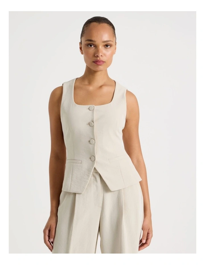 Scoop Neck Vest in Stone image 1