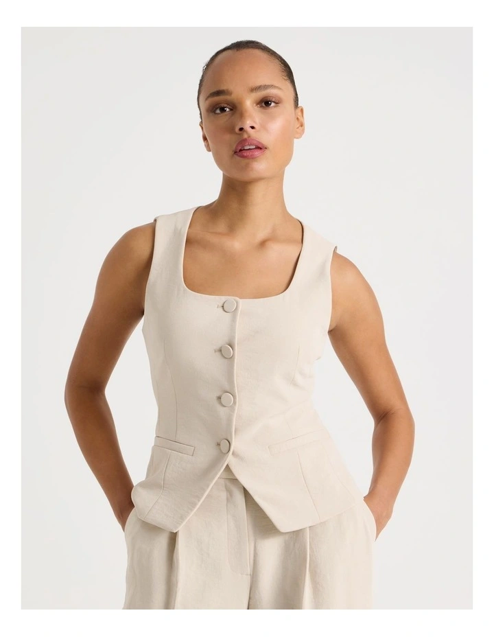 Scoop Neck Vest in Stone image 3