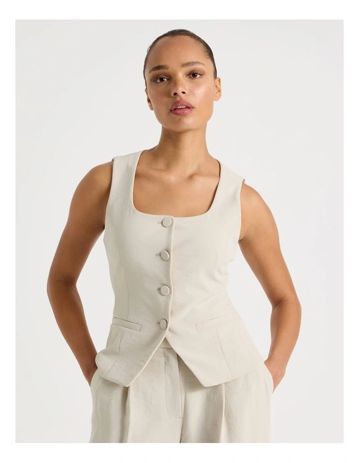 Scoop Neck Vest in Stone image 3