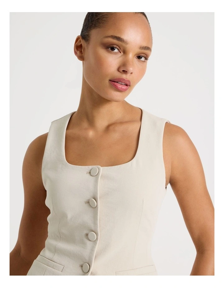 Scoop Neck Vest in Stone image 4