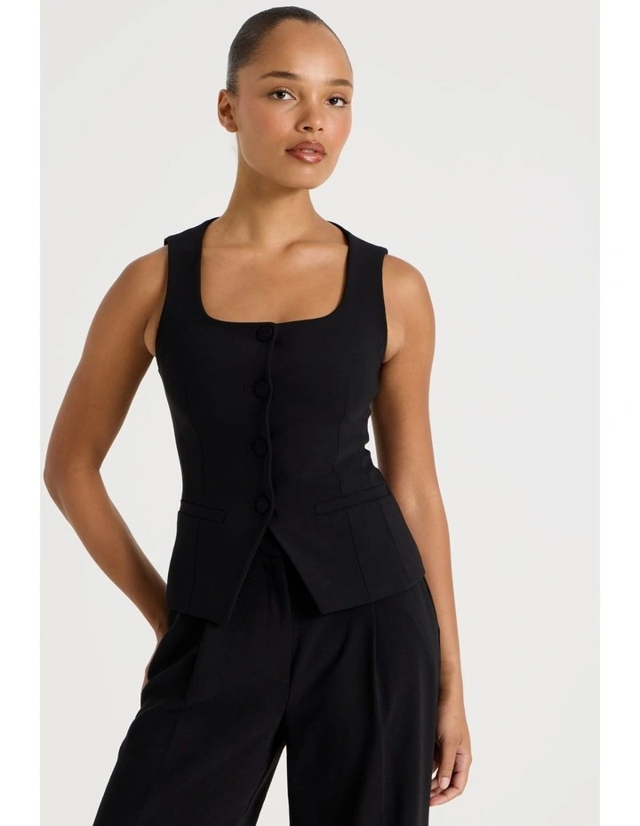 Scoop Neck Vest in Black image 1