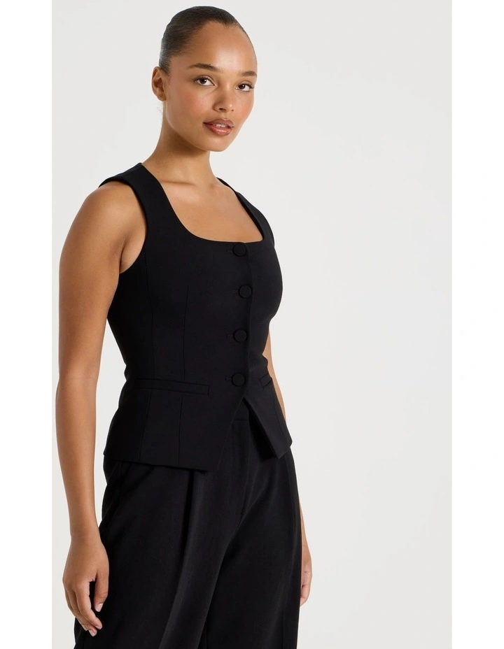 Scoop Neck Vest in Black image 4