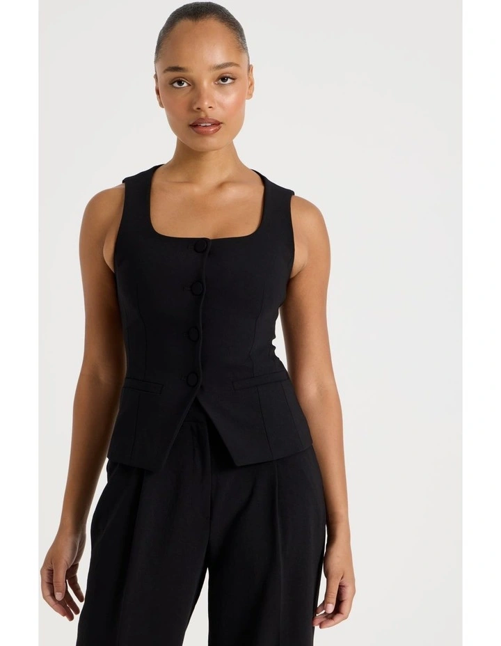 Scoop Neck Vest in Black image 5