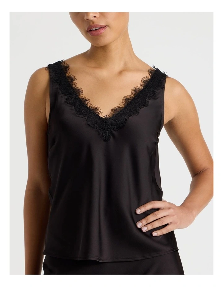 Satin Lace Cami in Black image 5