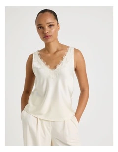 Satin Lace Cami in Ecru