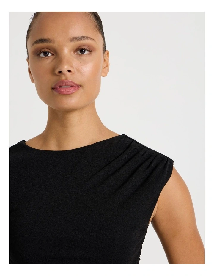 Draped Jersey Tank in Black image 2