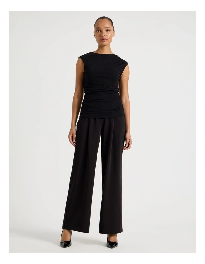 Draped Jersey Tank in Black image 3