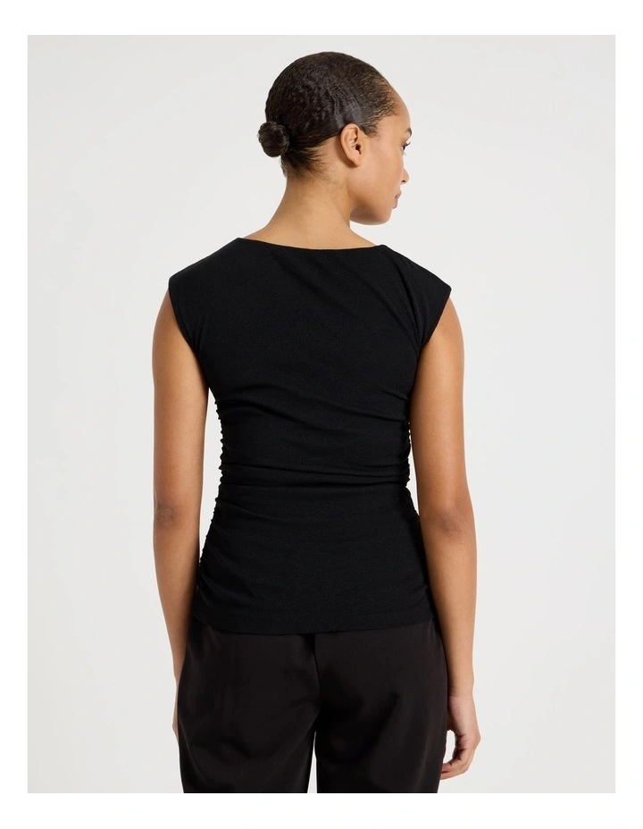 Draped Jersey Tank in Black image 6