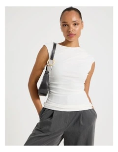 Draped Jersey Tank in White