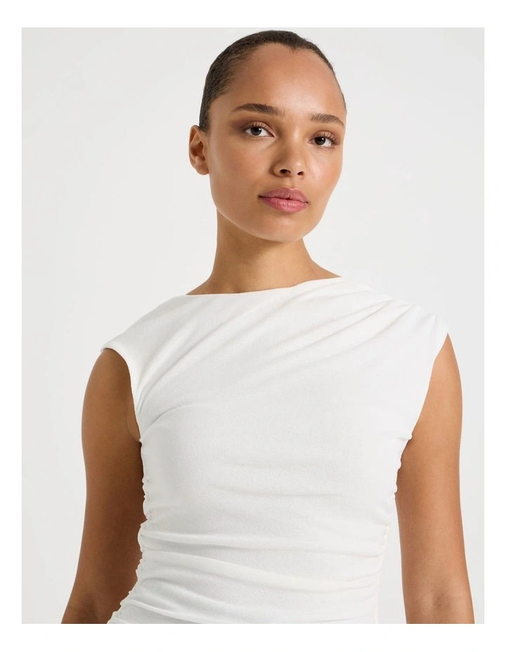 Draped Jersey Tank in White image 2