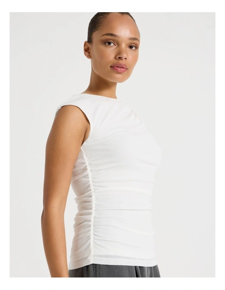 Draped Jersey Tank in White image 4