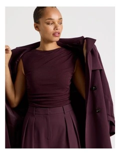 Draped Jersey Tank in Wine