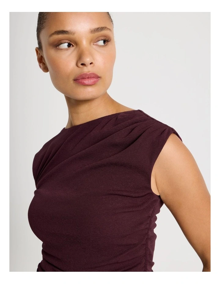 Draped Jersey Tank in Wine image 3