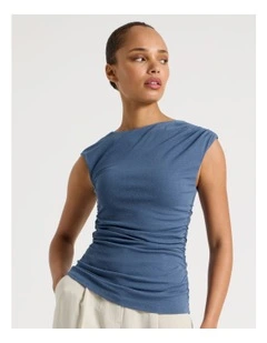 Draped Jersey Tank in Dusty Blue