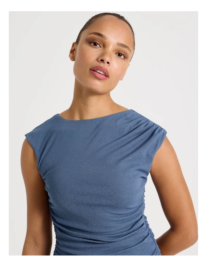 Draped Jersey Tank in Dusty Blue image 2