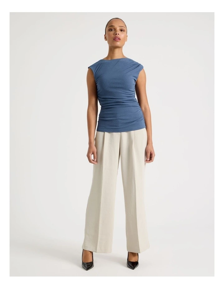 Draped Jersey Tank in Dusty Blue image 3