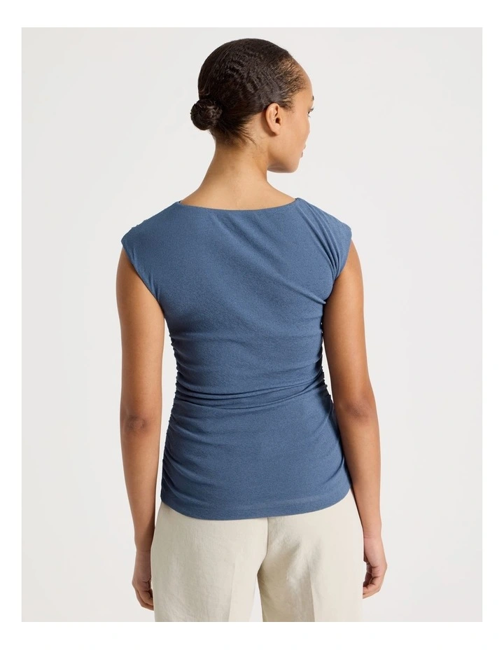 Draped Jersey Tank in Dusty Blue image 6