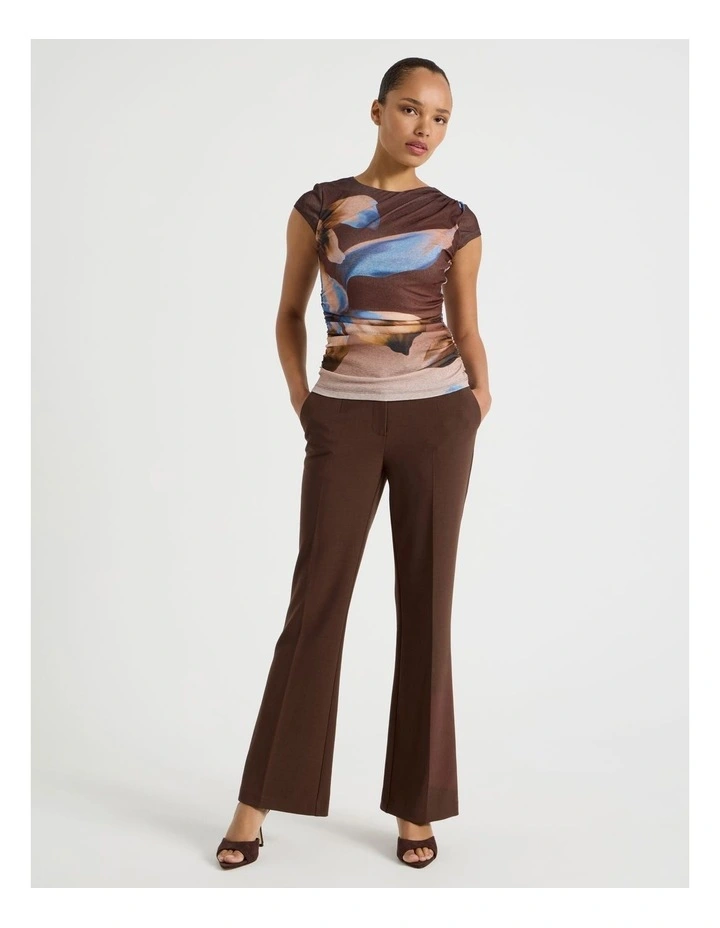 Draped Jersey Cap Sleeve Top in Blue image 3