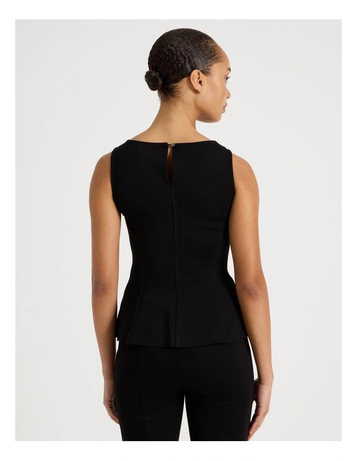 Ponte Peplum Sleeveless Top in Black image 5