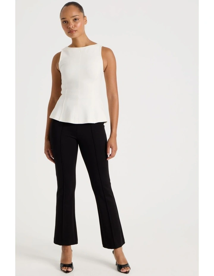 Ponte Peplum Sleeveless Top in Ivory image 2