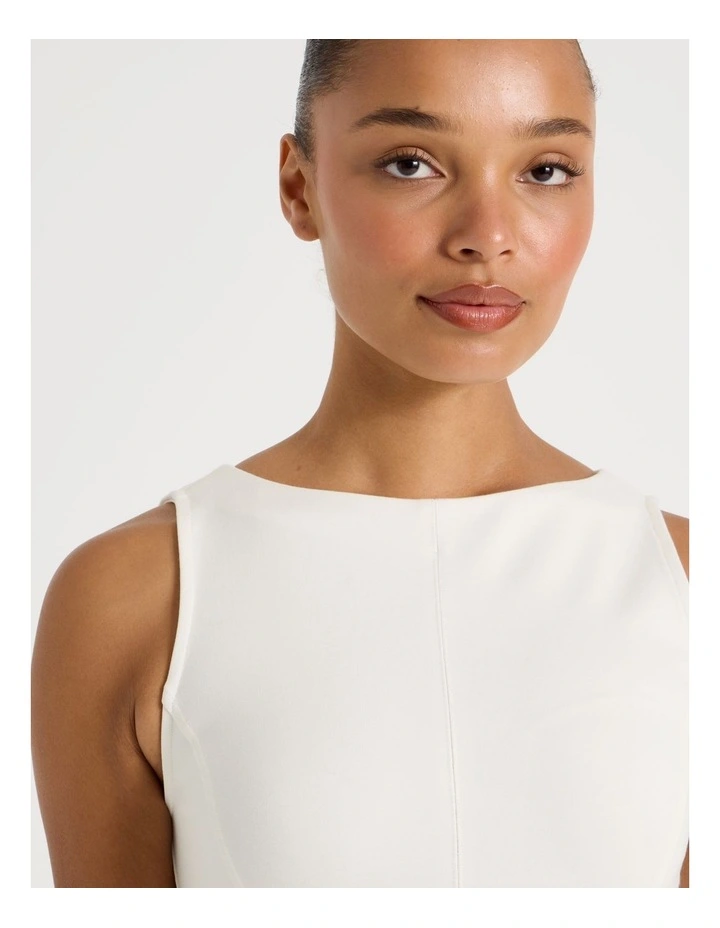 Ponte Peplum Sleeveless Top in Ivory image 5