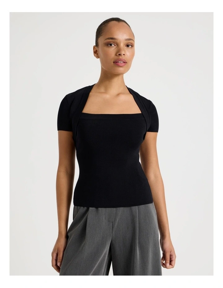 Shrug Knit Top in Black image 1