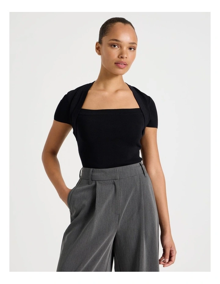 Shrug Knit Top in Black image 3
